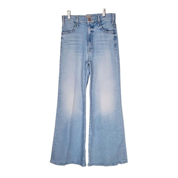 Mother The Hustler Roller Flood Wide Leg Jeans Cherie Cherie Light Blue Size 26 - Picture 3 of 12